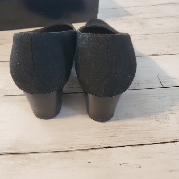 Vintage yves saint laurent black linen block heels with box size 10 - Picture 4 of 11